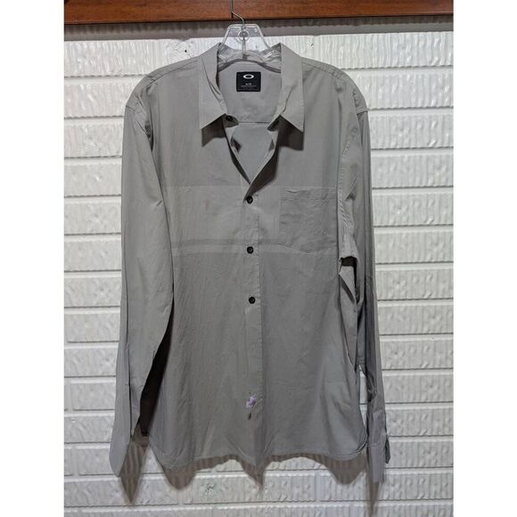 Oakley Men's Two-Tone Gray Long-Sleeve Pointed Collar Button-Front Shirt Size XL - Picture 1 of 8